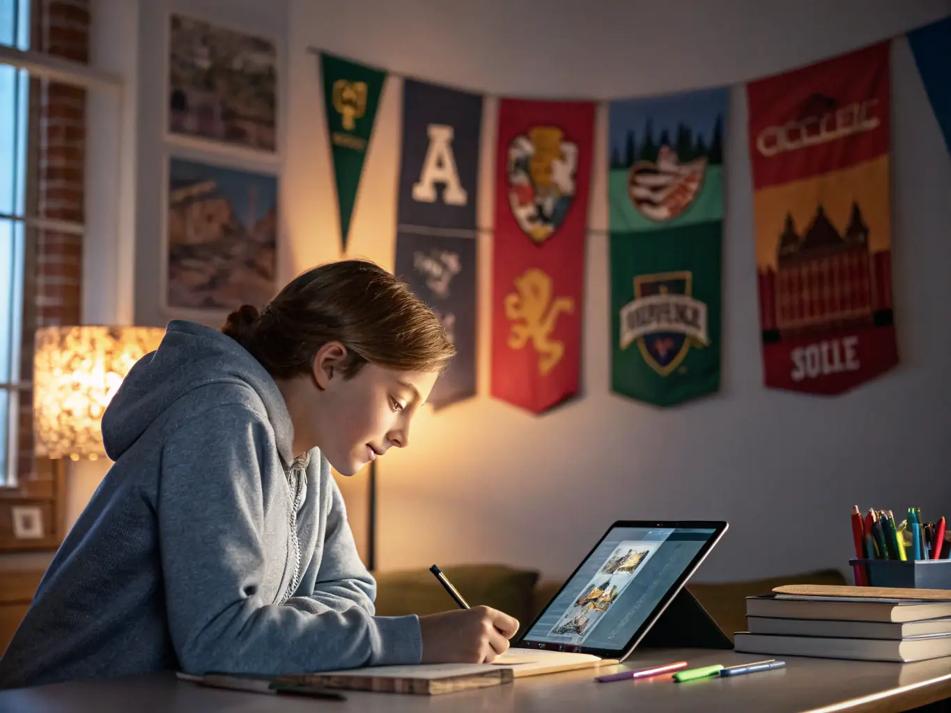 An image of a student reviewing university brochures and consulting with an advisor, symbolizing personalized planning.