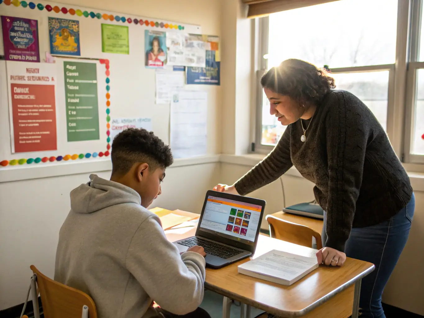 An image of a student reviewing university brochures and consulting with an advisor, symbolizing personalized planning.